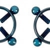 Bad Kitty - šroubovací šperk na bradavky (se štrasovými kamínky) -modrý