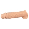 Realistixxx – silikonový návlek na penis s kroužkem na varlata, přírodní barva, 16,5 cm