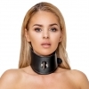 Bad Kitty - leather effect collar with ring (black)