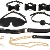 Bad Kitty - bondage set in bag - 7 pieces (black-gold)