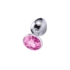 Sunfo - kovový anální kolík s kamenem (stříbrno-růžový)