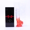 Sunfo - realistické dildo s přísavkou a varlaty (21 cm, průhledně červené)