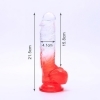 Sunfo - realistické dildo s přísavkou a varlaty (21 cm, průhledně červené)