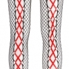 Cottelli - černý podvazkový pás a podvazky se síťovanými punčochami (s červeným šněrováním)