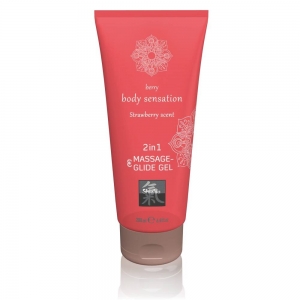 Shiatsu 2v1 – masážní a lubrikační gel s jahodovou ...