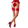 Cottelli - punčochy s páskem na zadní straně (tělová-červená barva)