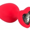 You2Toys Plug Large - anální dildo ve tvaru srdce s černým kamínkem (červené) - velké