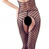 NO: XQSE - neck strap, striped, open overall with thong - black (S-L)