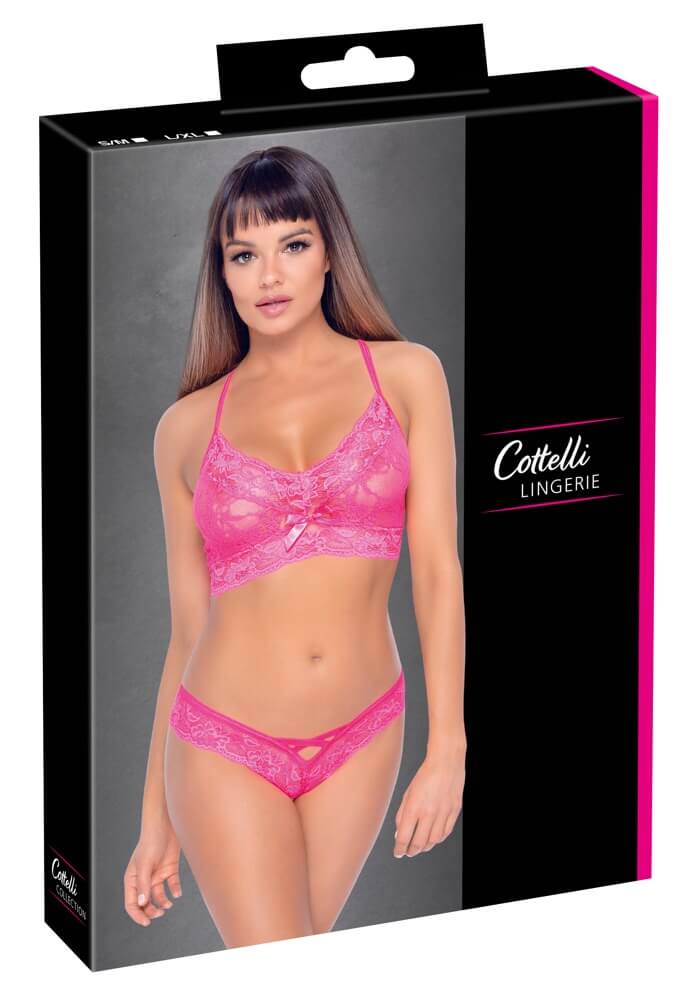 Levně Cottelli - wild lace bra set (pink)S/M
