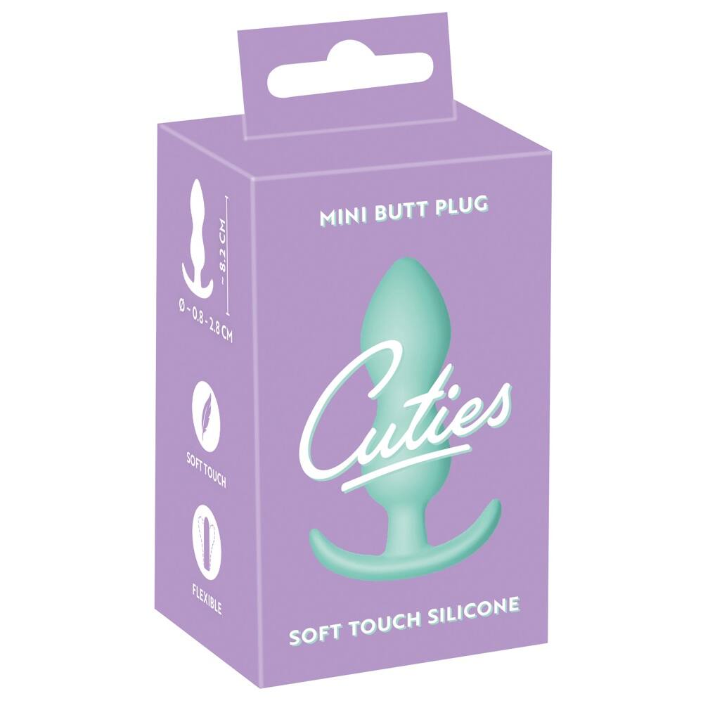 Levně Cuties Mini Butt Plug - silicone anal dildo - mint (2.3cm)