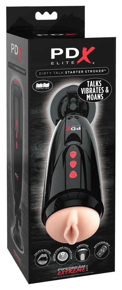 PDX Elite Dirty Talk - battery-powered, vibrating pussy masturbator (black)