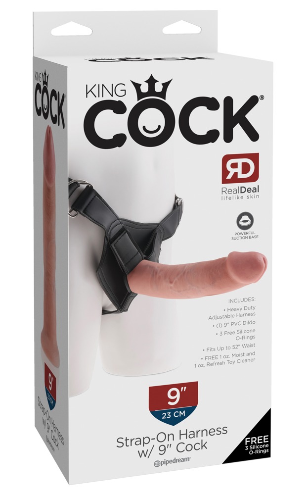 Levně Pipedream King Cock Strap-on Harness w/ 9 Cock - Pripínací penis 23cm Telová