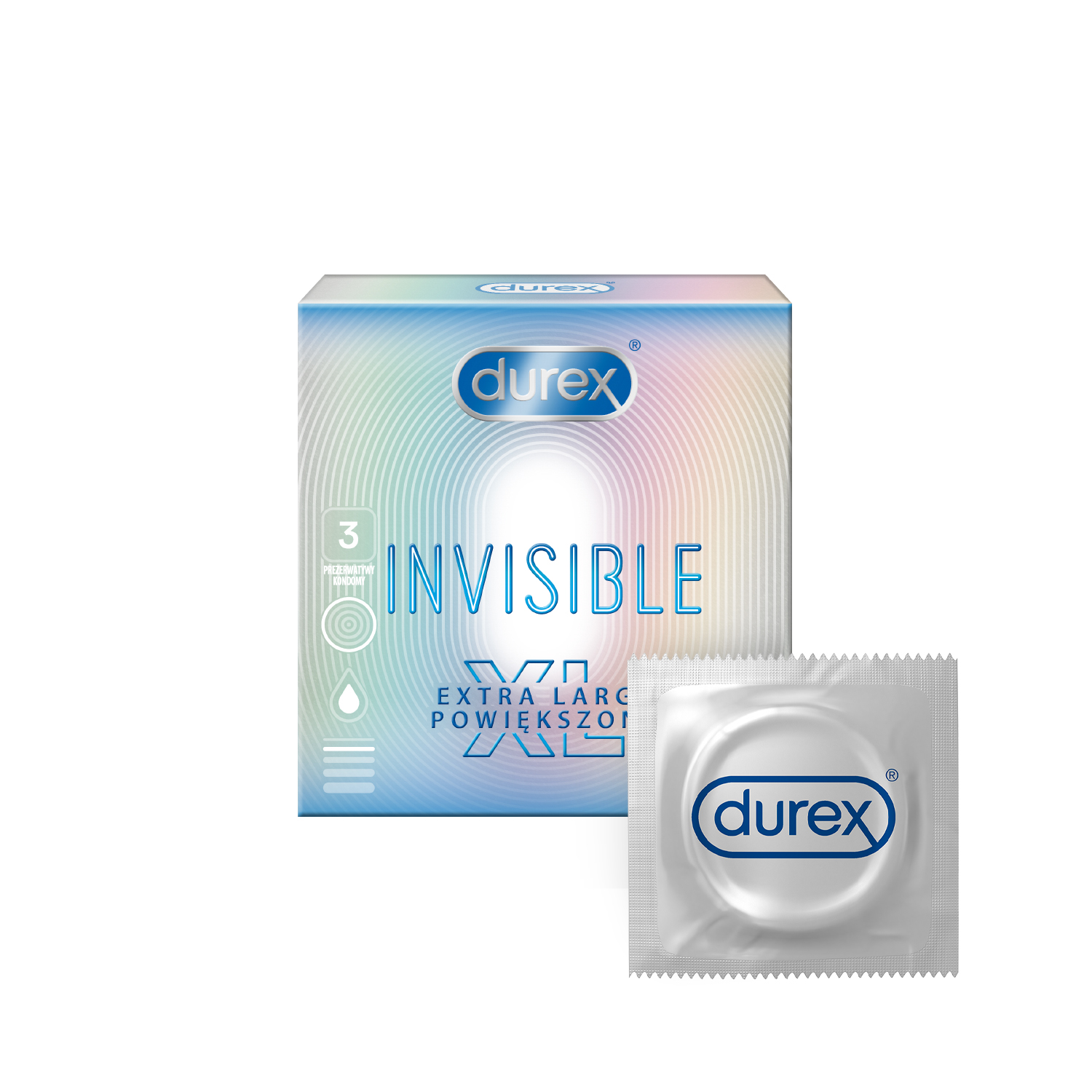 Levně Durex Invisible XL - extra veľké kondómy (3ks)
