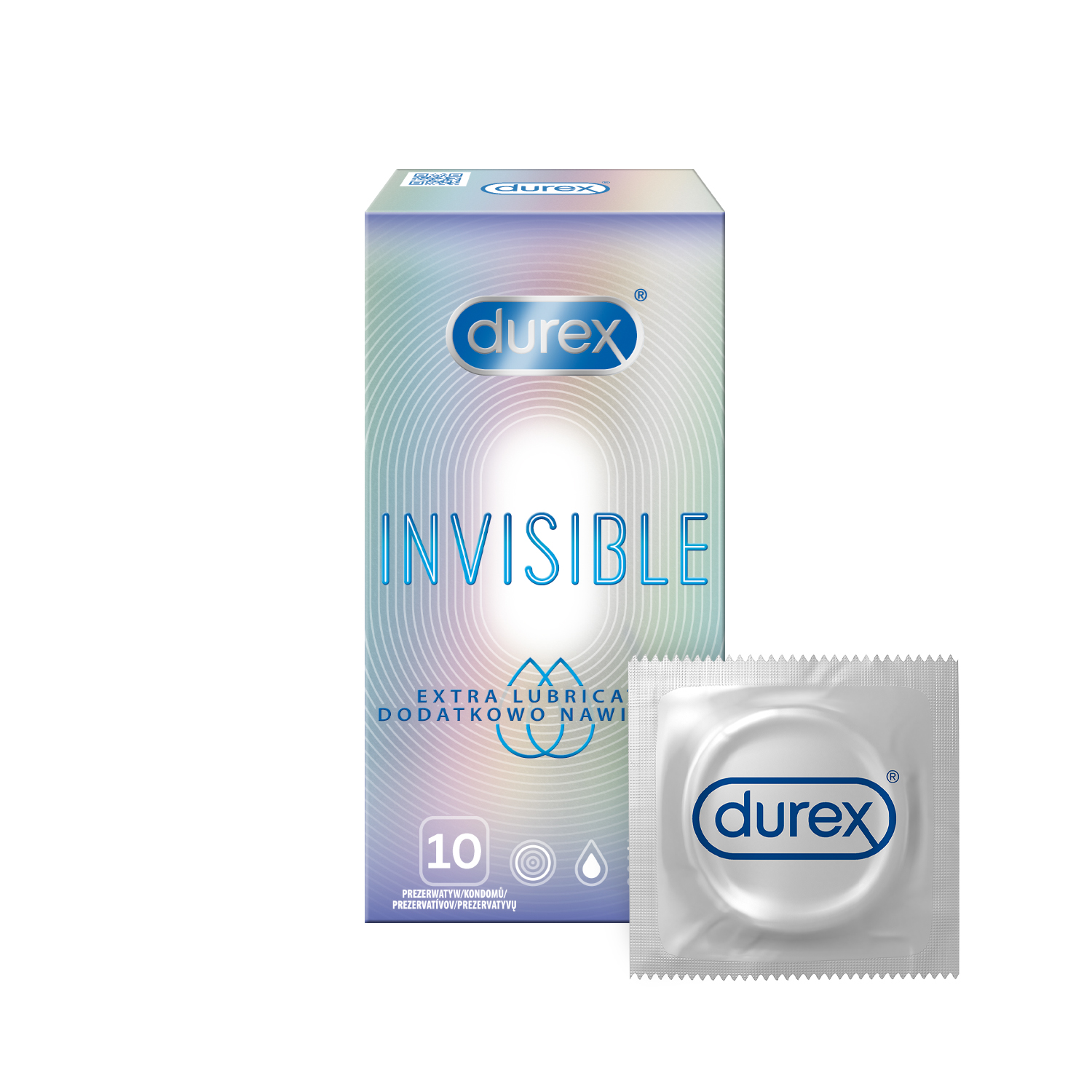 Durex Invisible Extra Lubricated - extra kluzké kondomy (10ks)