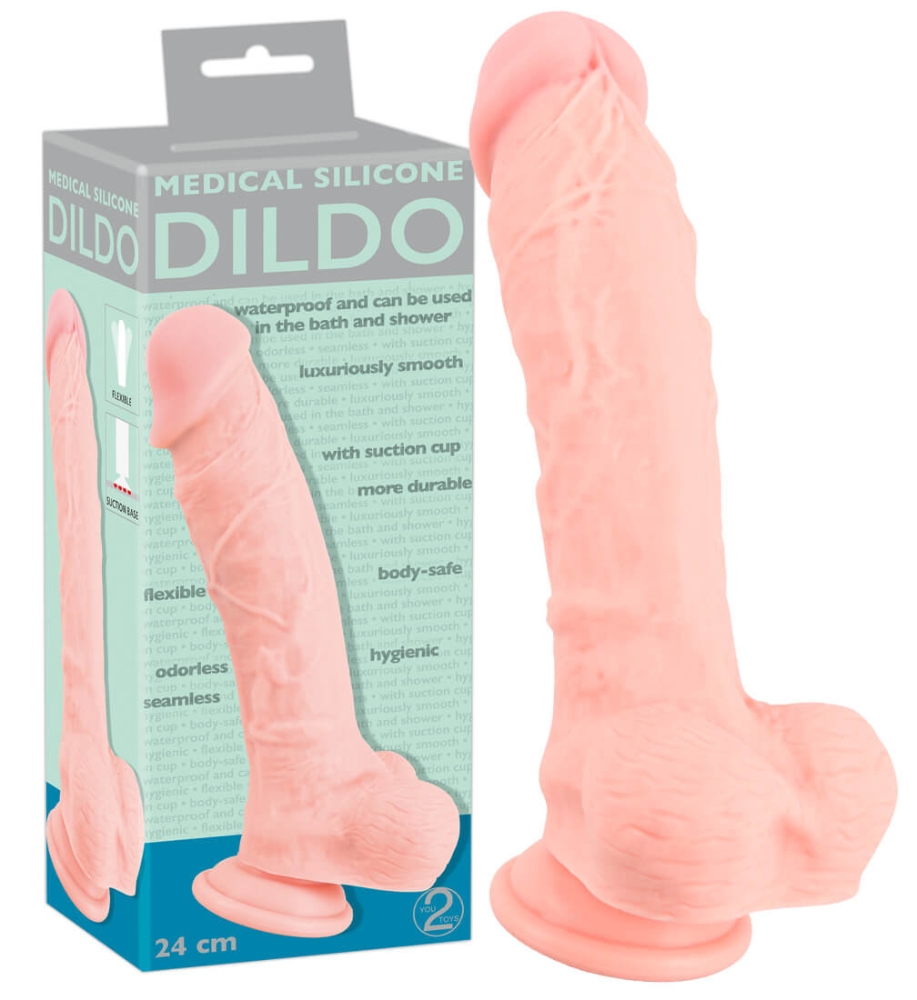 Levně Medical Silicone Dildo - dildo z lékařského silikonu (24 cm) - tělová barva