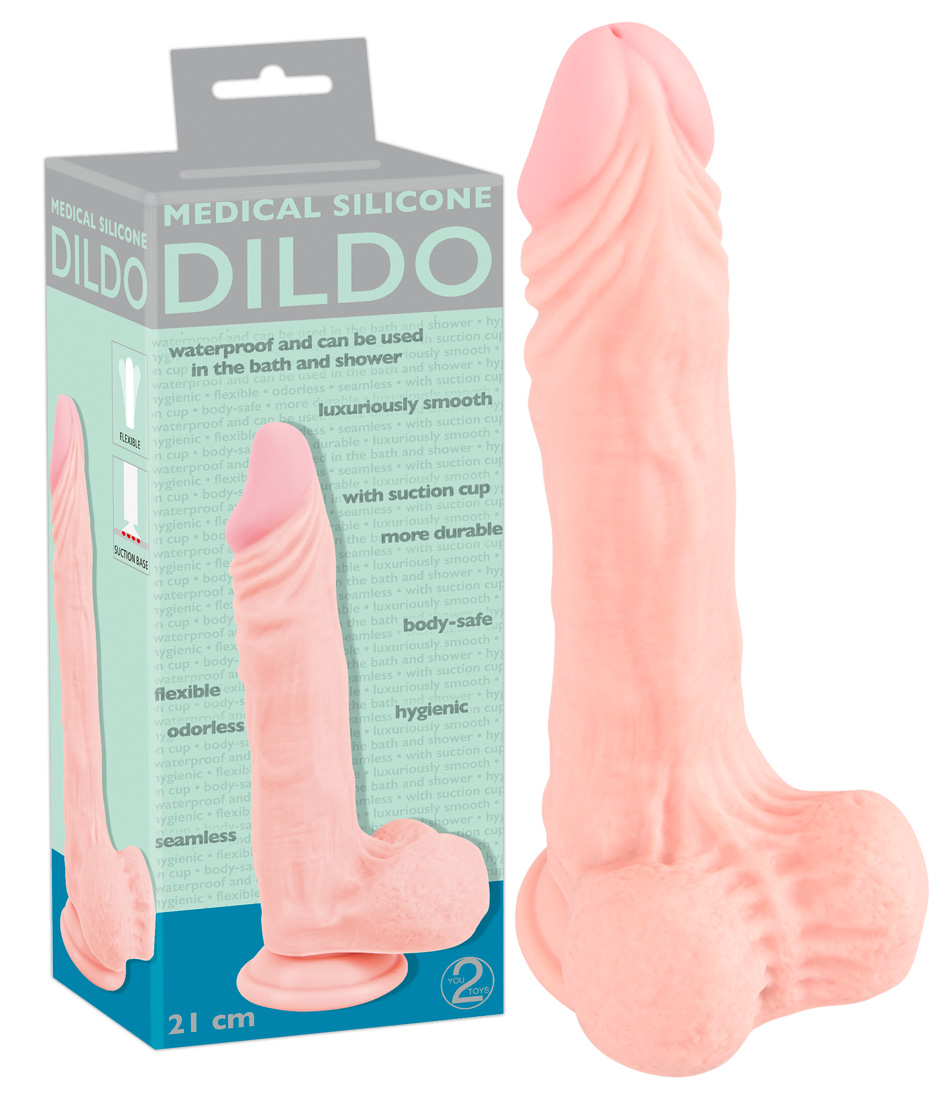 Levně Medical Silicone Dildo - dildo z lékařského silikonu (21 cm) - tělová barva