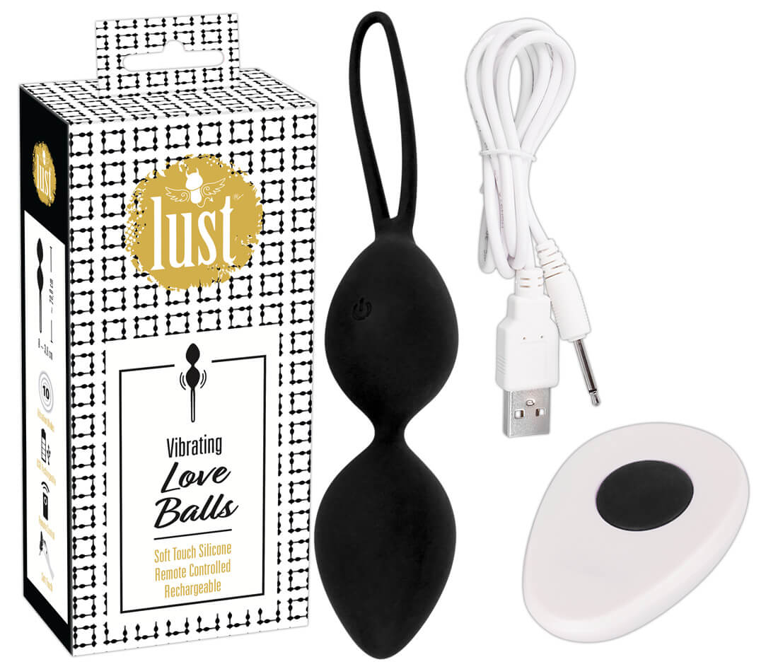 Lust Love Balls - vibrační venušiny kuličky na dálkové ovládání (černé)