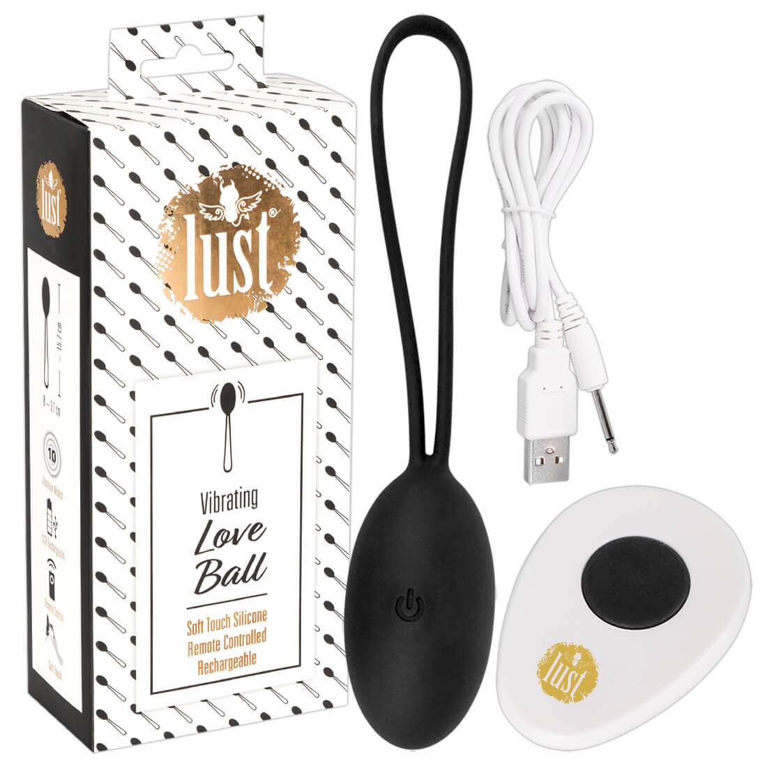 Levně Lust Love Ball - nabíjecí vibrační vajíčko na dálkové ovládání (černé)