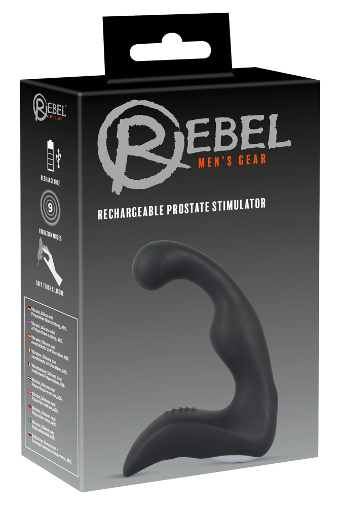 Levně Rebel - akumulátorový vibrátor na prostatu (černý)