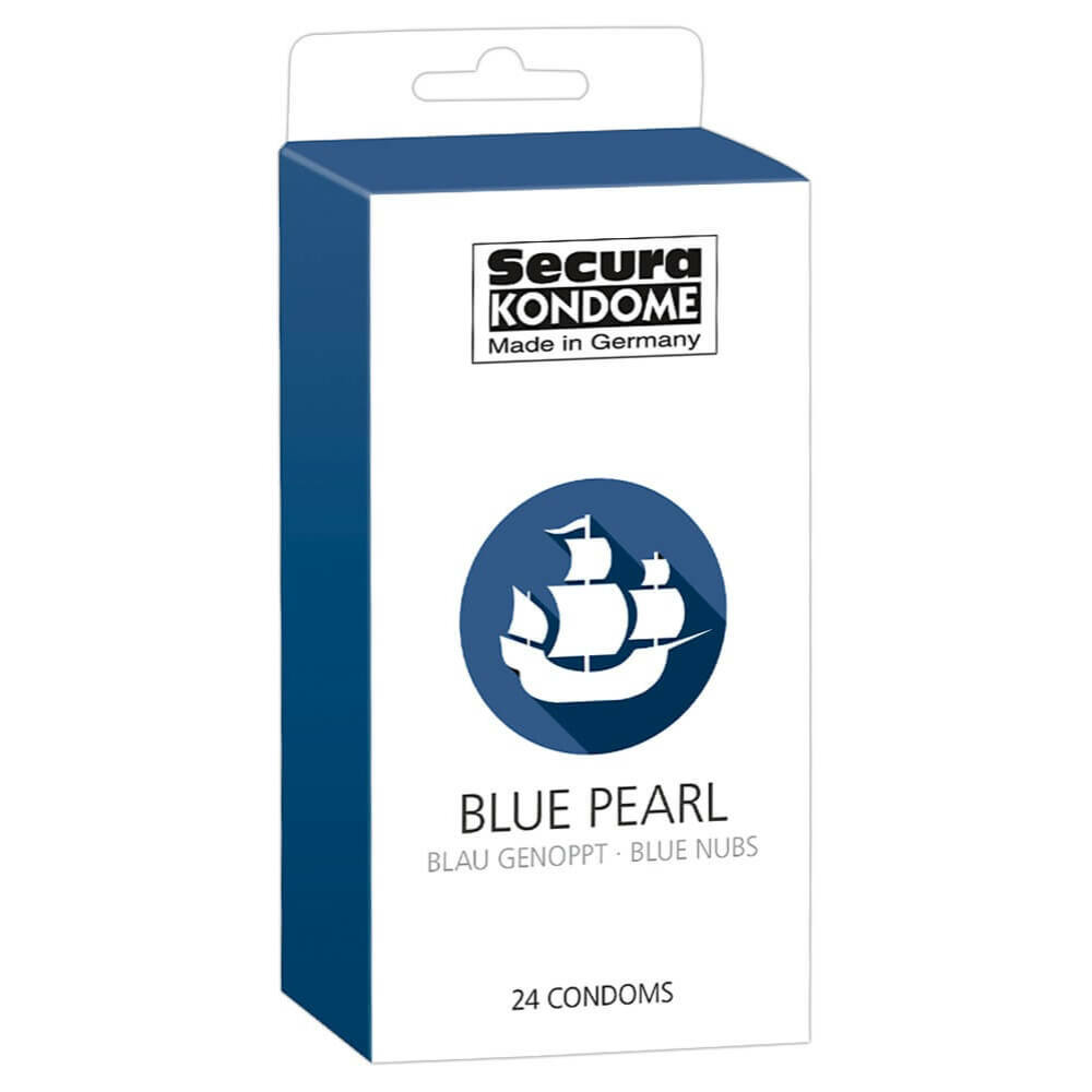 Secura Blue Pearl - modré kondomy s perličkovým povrchem (24 ks)