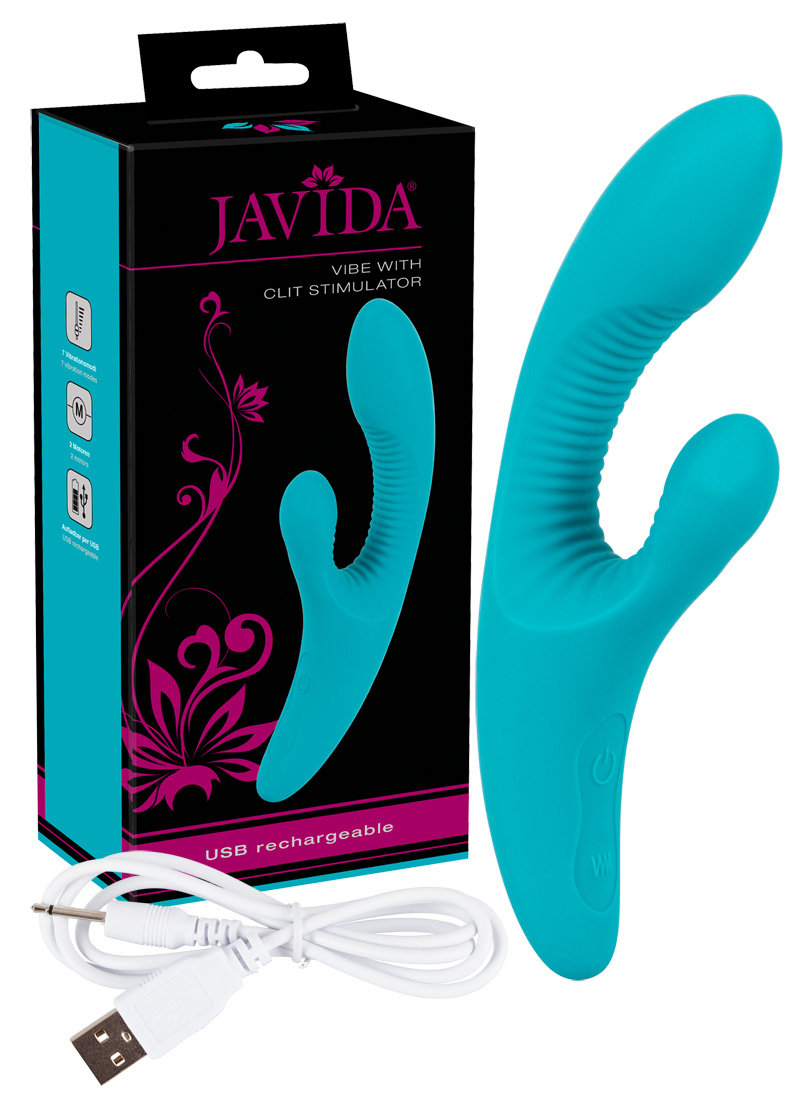 Javida Vibe with Clit Stimulator – vibrátor s ramenem na klitoris (tyrkysový) Javida Vibe with Clit Stimulator – vibrátor s ramenem na klitoris (tyrkysový)