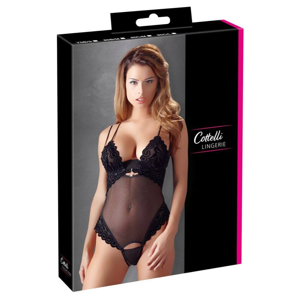 Cottelli String Body - sametové body (černé)85C/L