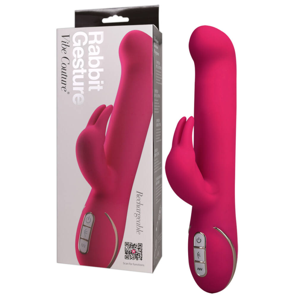 Vibe Couture Rabbit Gesture - pokyvující vibrátor ve tvaru zajíčka (růžový)