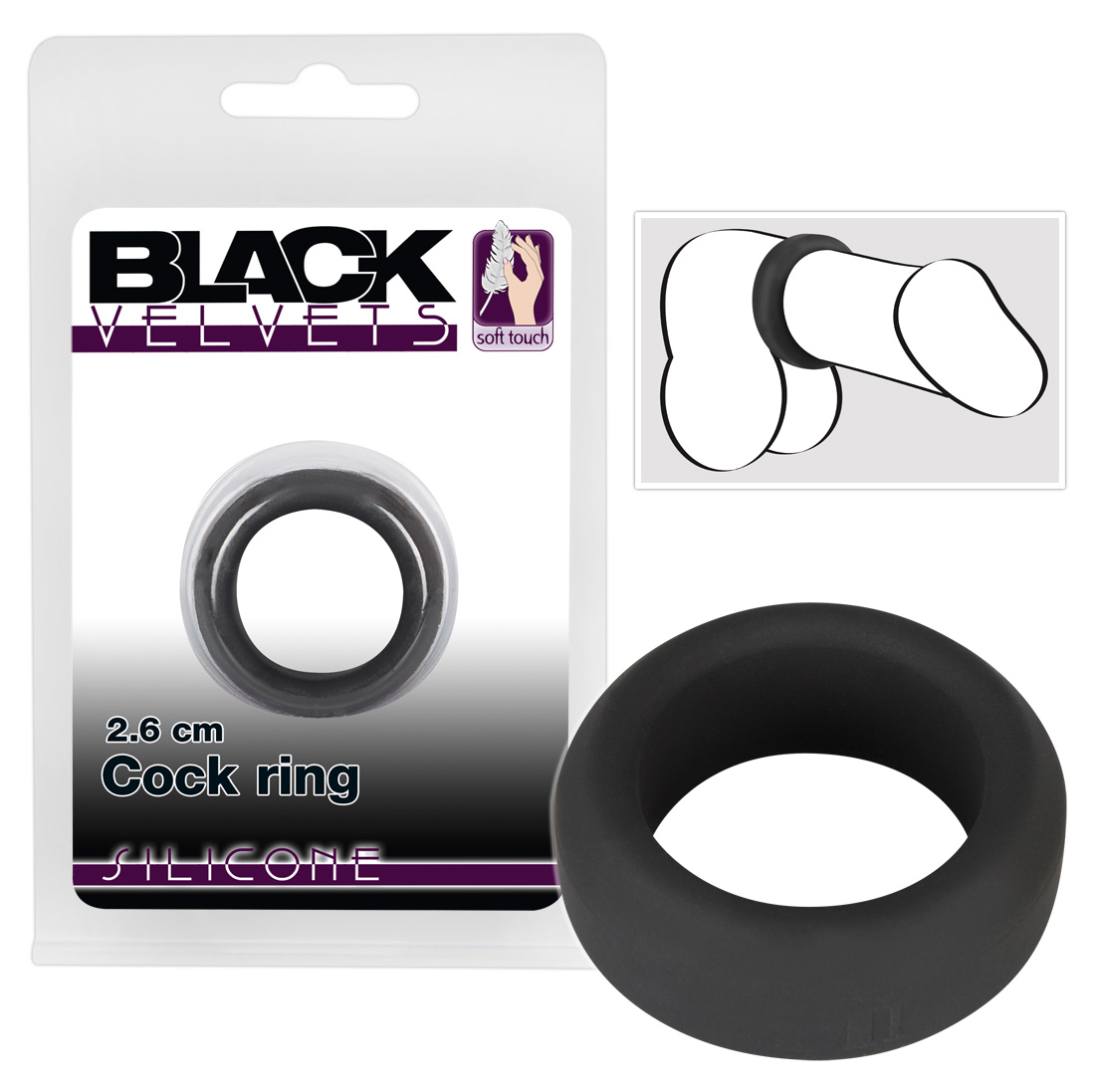 You2Toys Black Velvet Cock Ring - krúžok na penis (2,6cm) čierny You2Toys Black Velvet Cock Ring - krúžok na penis (2,6cm) čierny