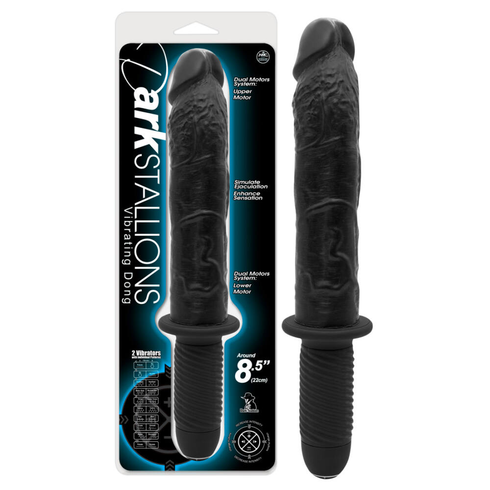 NMC Dark Stallions 8,5 - vibrátor s dvojitým motorkem 22,5cm (černý)