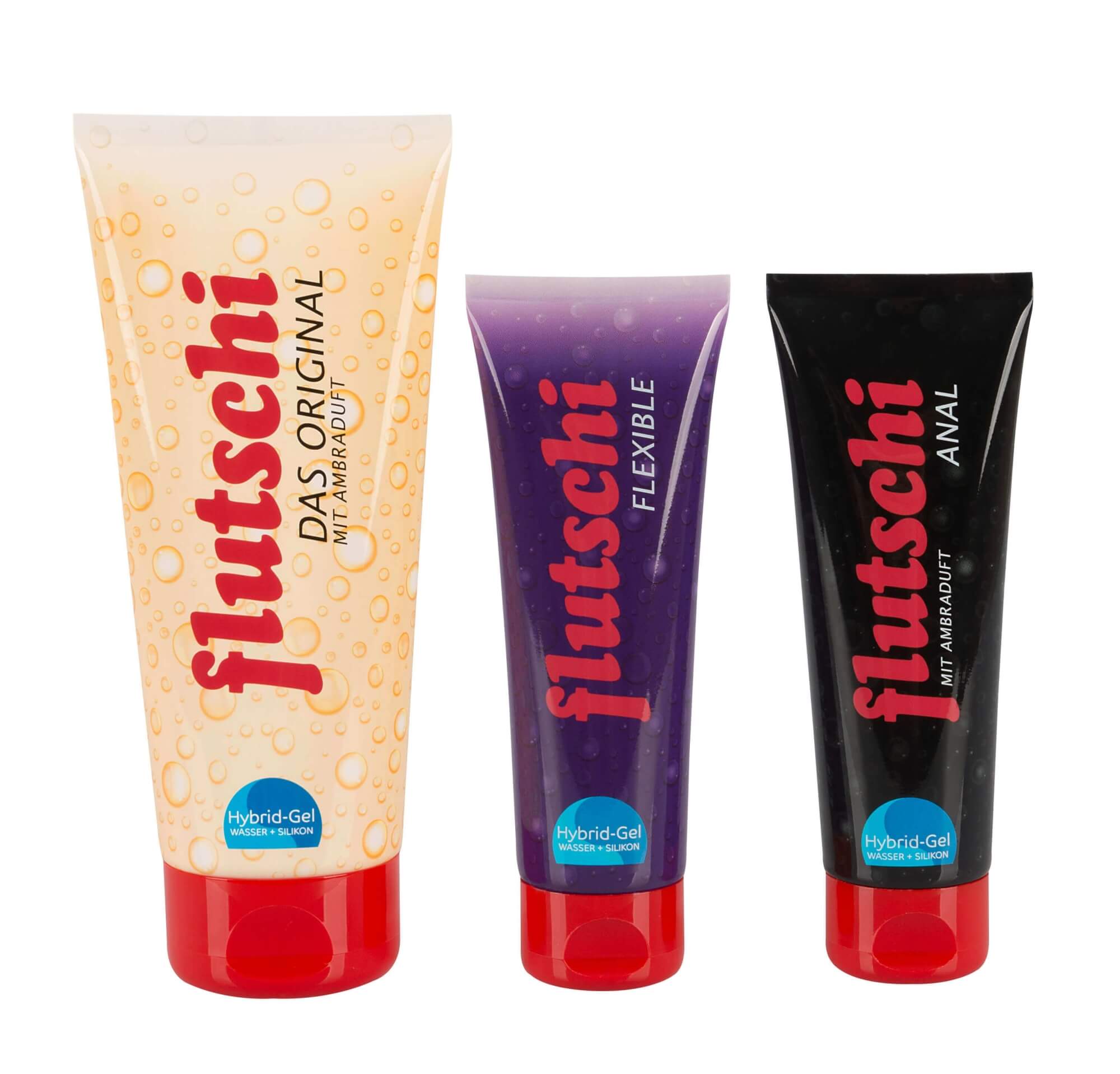 Flutschi Das Original 200 ml, Flutschi Anal 80 ml, Flutschi Flexible 80 ml - sada lubrikantů Flutschi Das Original 200 ml, Flutschi Anal 80 ml, Flutschi Flexible 80 ml - sada lubrikantů