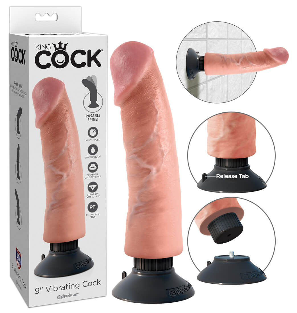 King Cock 9 - ohebný vibrátor s přísavkou (23 cm) - natur King Cock 9 - ohebný vibrátor s přísavkou (23 cm) - natur