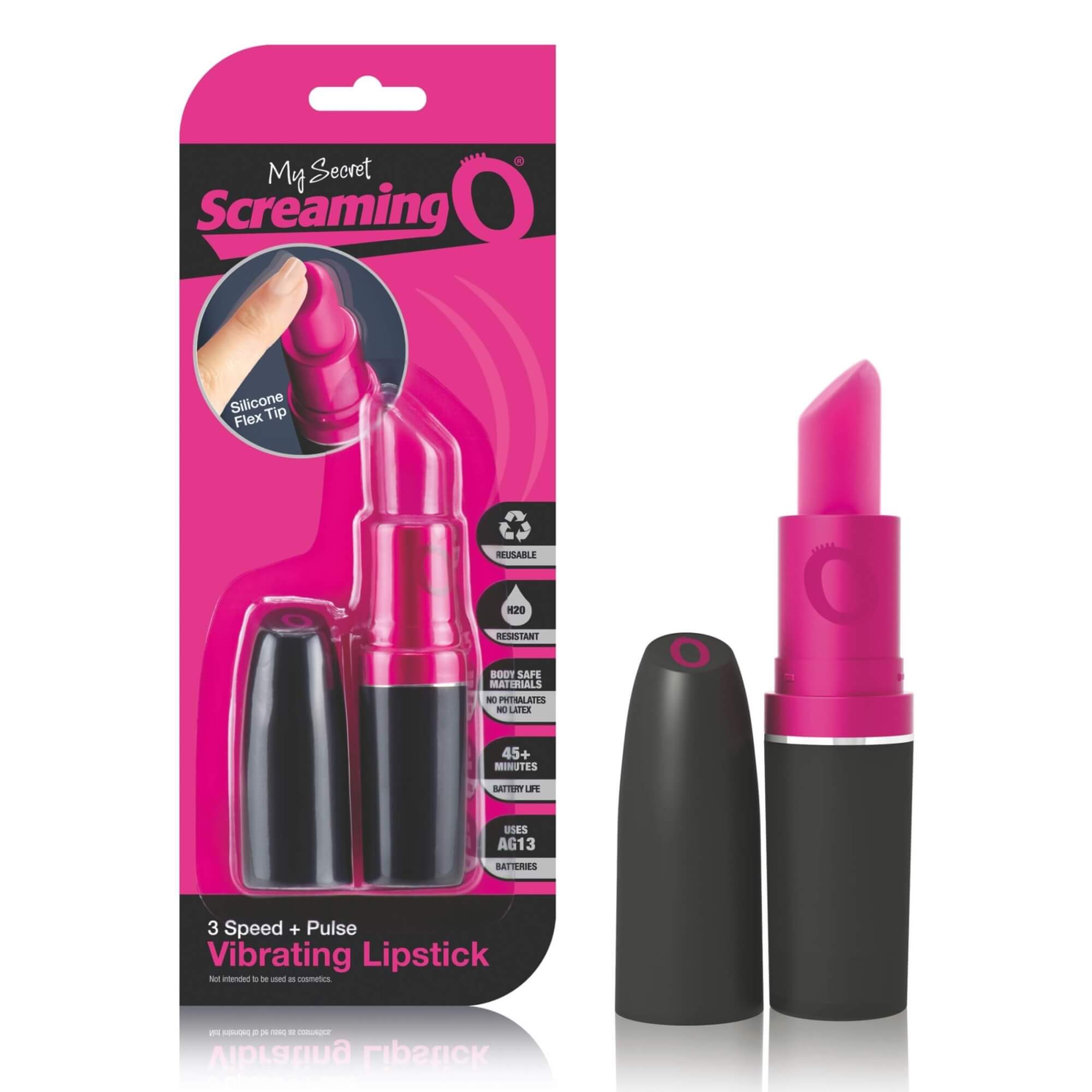 Levně Screaming Lipstick - vibrátor ve tvaru rtěnky (pink-černý)
