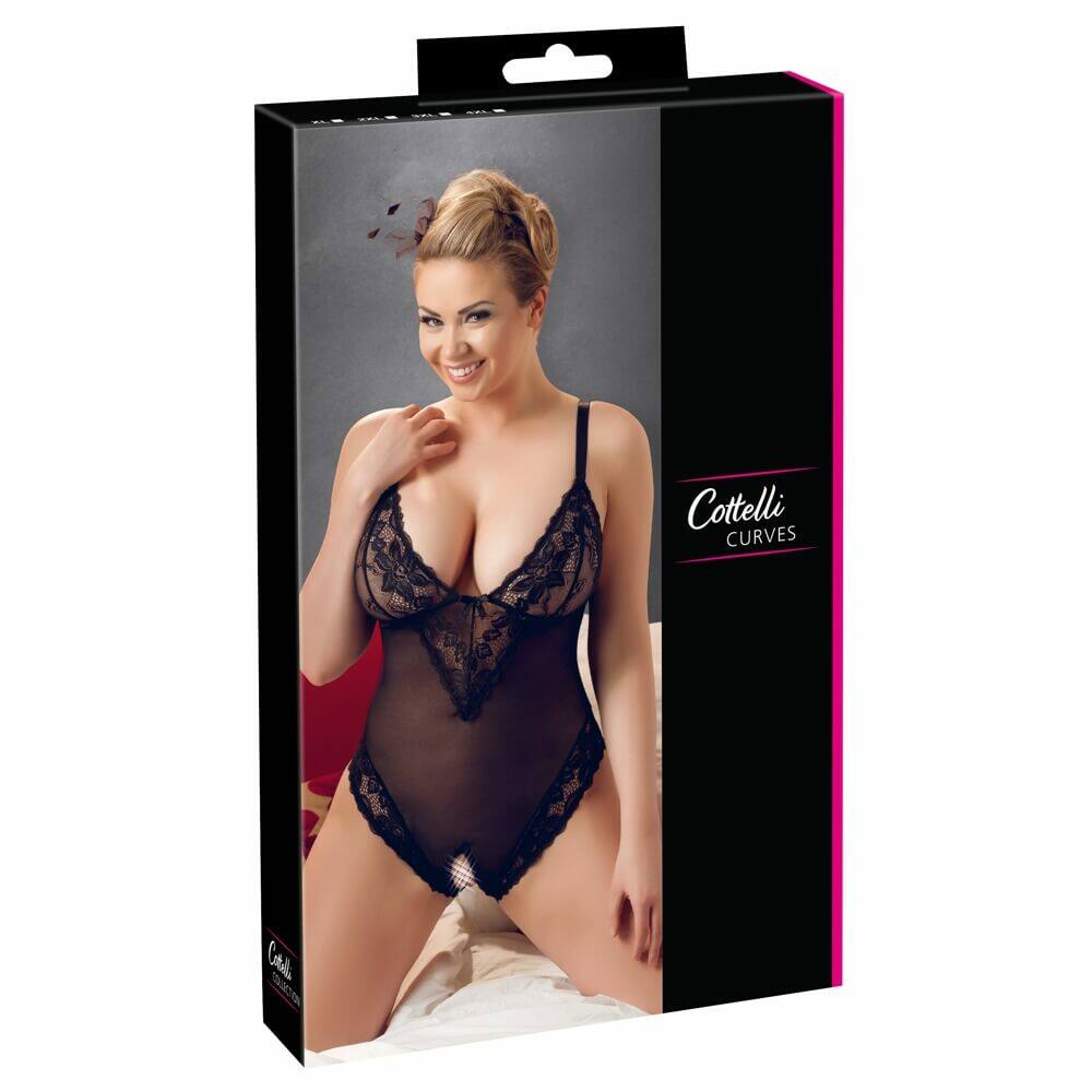 Cottelli Plus Size - krajkové body (černé)XXXXL