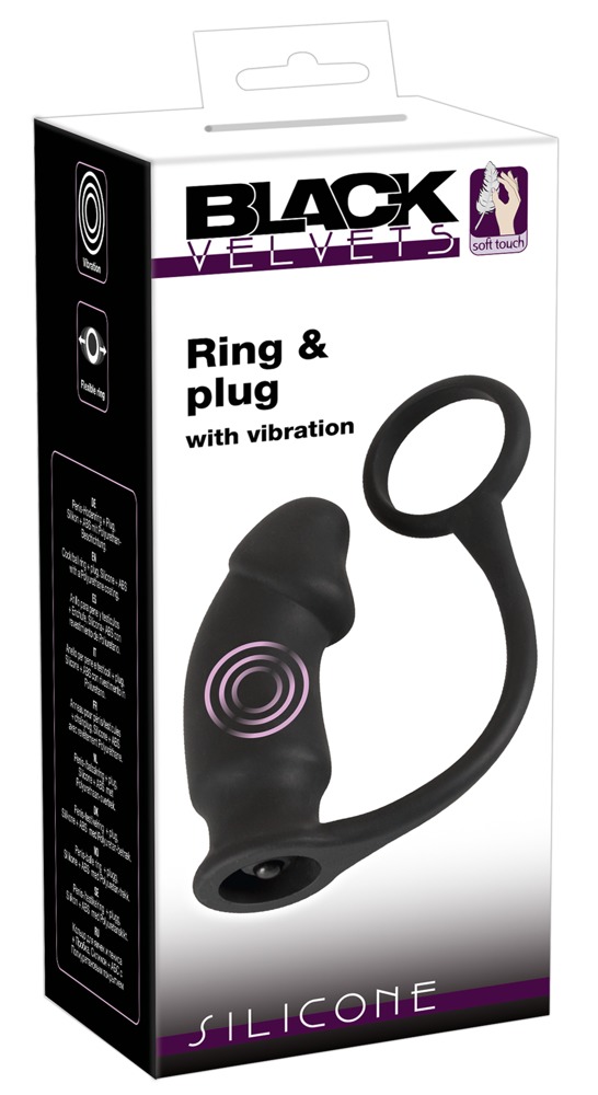 You2Toys Black Velvets Ring&Plug - análny vibrátor s krúžkom na penis