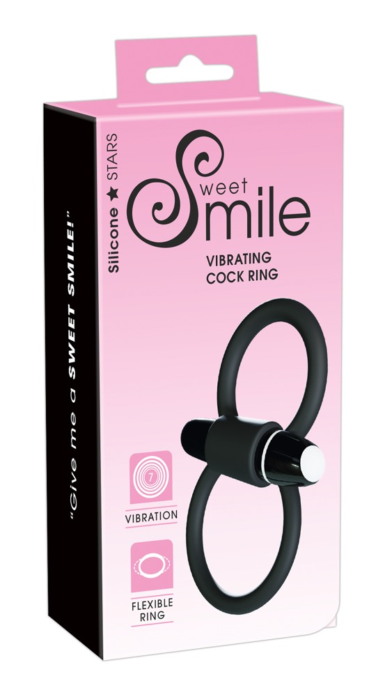 Levně SWEET SMILE Skill – vibrační kroužek na penis a varlata (černý)