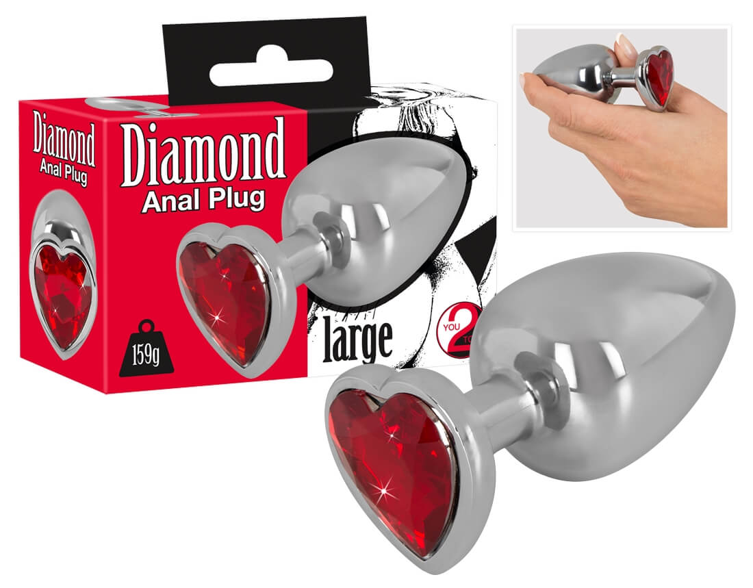Levně You2Toys - Diamond - 159g-ové hliníkový anální kolík (stříbrno-červený)