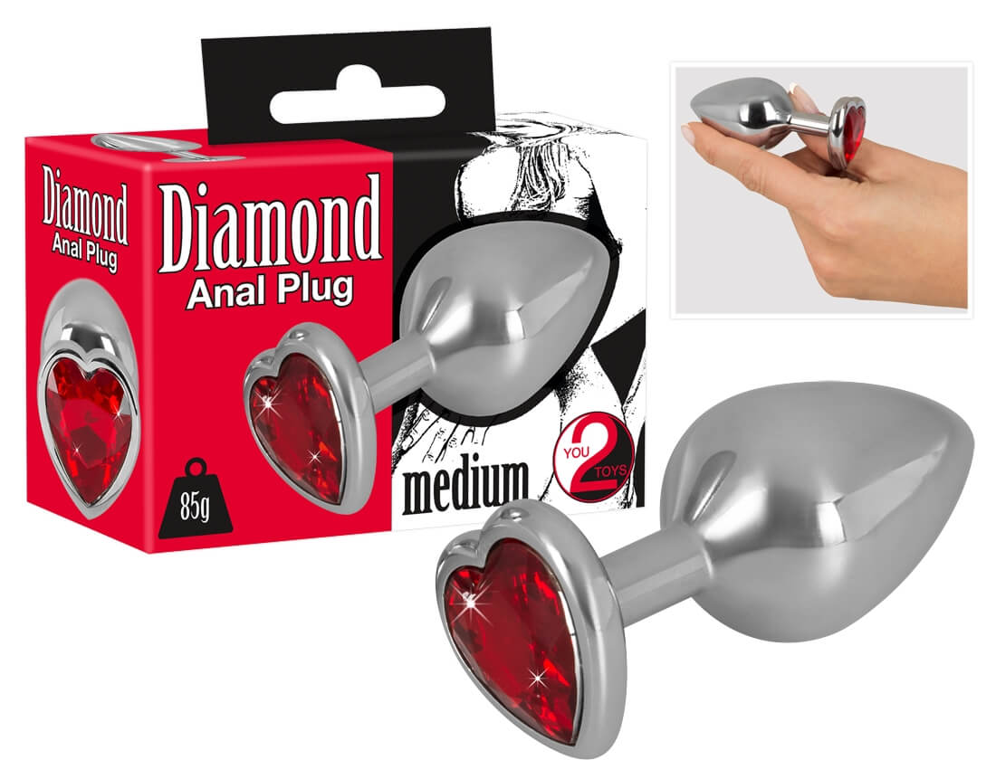 Levně You2Toys - Diamond 85g Aluminum Dumbbell - dildo (červeno-stříbrné)