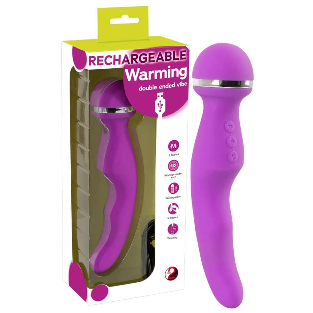 You2Toys - Warming - akumulátorový, extra silný masážní vibrátor s funkcí zahřívání (pink)