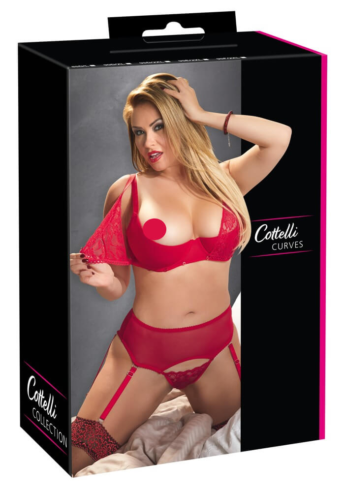 Cottelli Plus Size - variabilní dvojice spodního prádla (červená)90E/XL