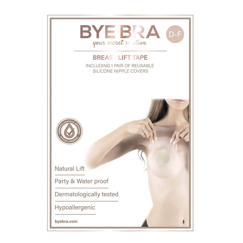 Bye Bra D-F - neviditelná náplast na zvednutí prsou - nude (4 páry)