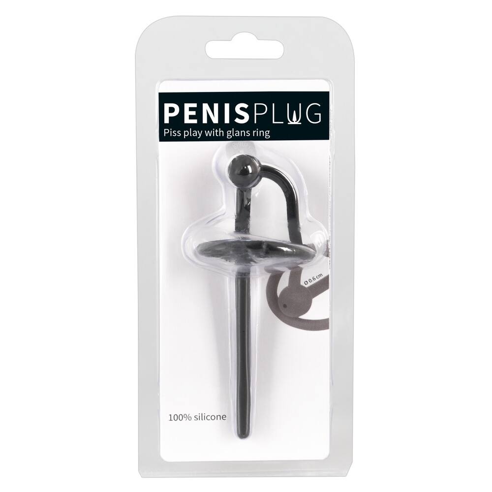 Levně Penis Plug Piss Play with Glans Ring & Stopper