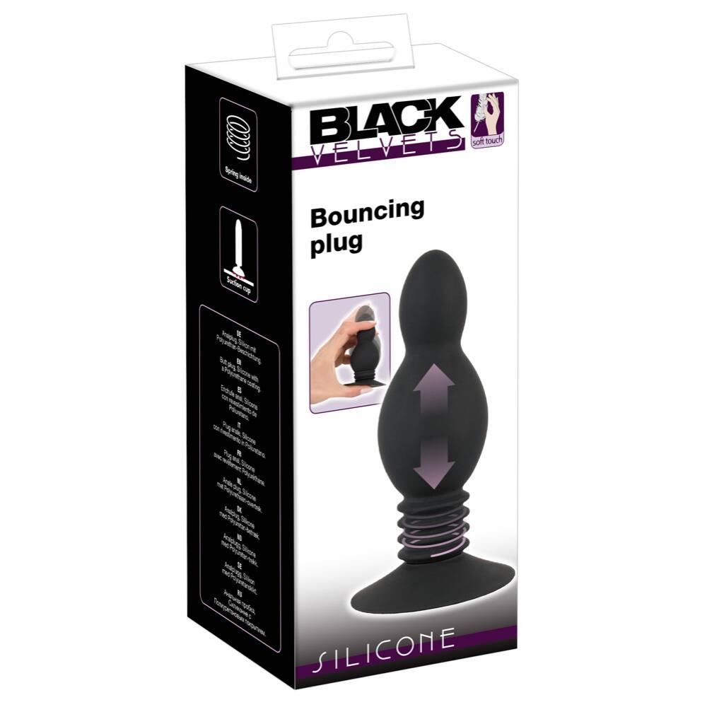 Levně Black Velvets Bouncing Plug- pružinové anální dildo s přísavkou (černé)