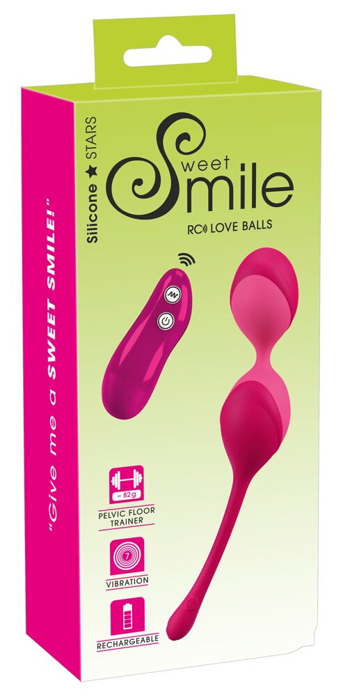 SMILE Love Balls - 82g-ové, nabíjecí vibrační vajíčko na dálkové ovládání (růžové)