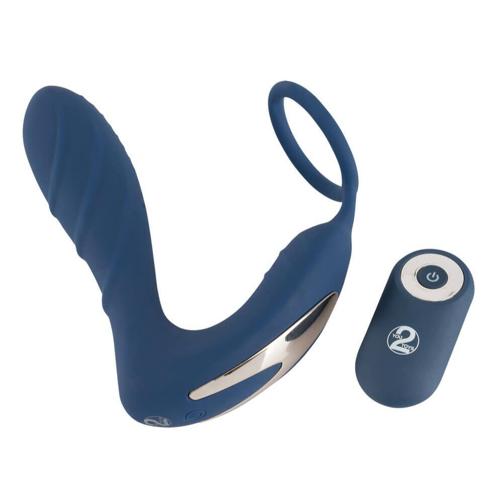 Levně You2Toys Prostata Plug - nabíjecí anální vibrátor s kroužkem na penis a dálkovým ovladačem (modrý)