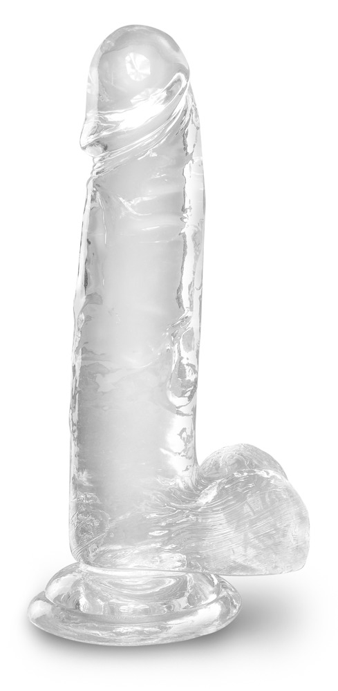 Levně King Cock Clear 7 - prísavka, dildo so semenníkmi (18cm)