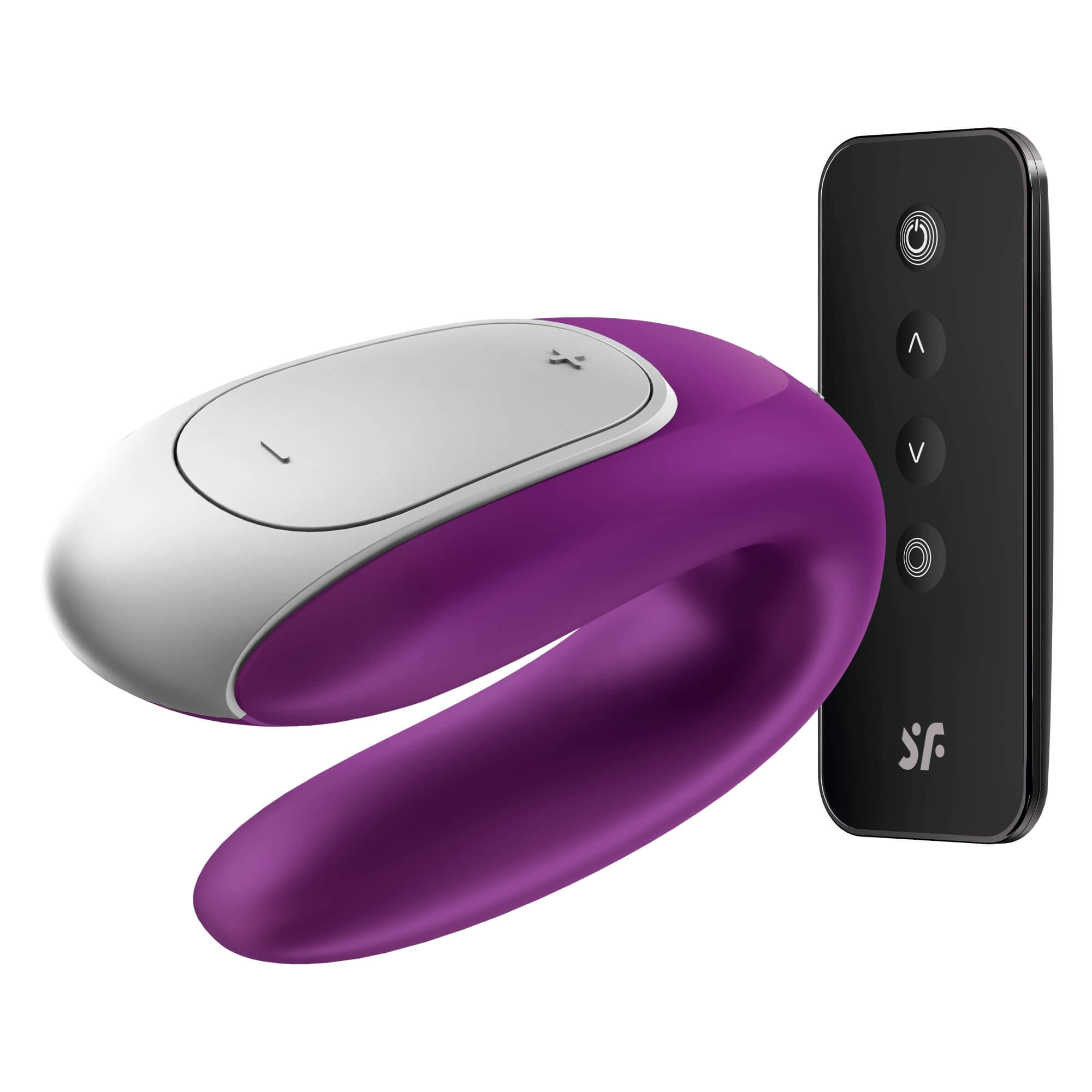 Levně Satisfyer Double Fun - nabíjací, vodotesný smart párový vibrátor s diaľkovým ovládačom (fialový)
