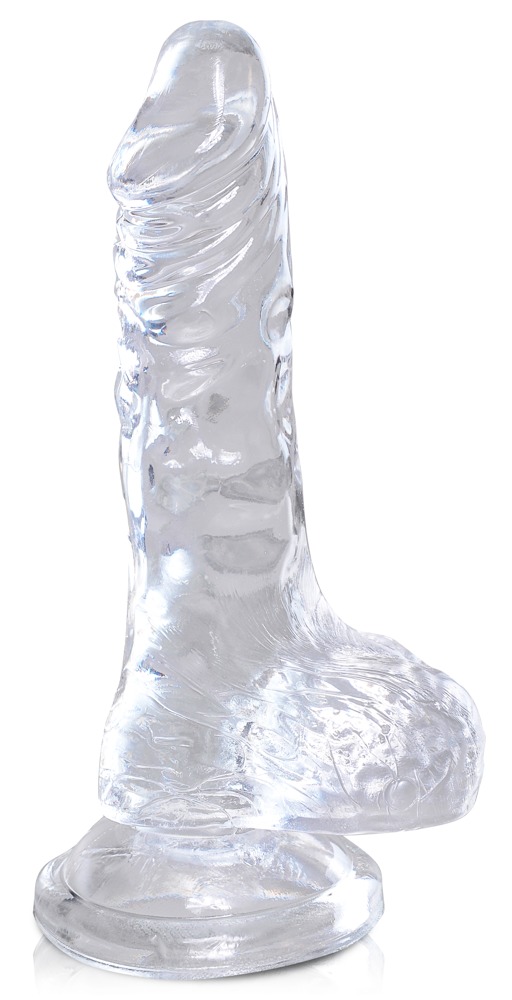 Levně King Cock Realistic Dildo With Balls - Clear 4
