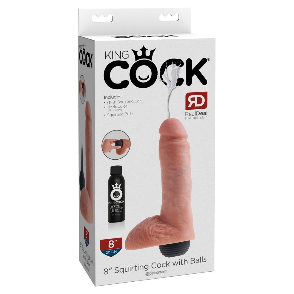 King Cock 8 - realistické striekacie dildo (20 cm) - prírodné King Cock 8 - realistické striekacie dildo (20 cm) - prírodné