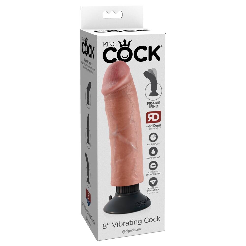 Levně King Cock 8 - ohebný, realistický vibrátor (25 cm)